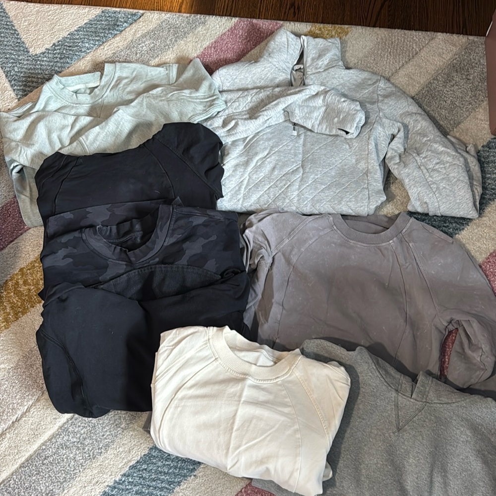 Lot of 8 Lululemon Sweatshirts EUC sizes 4 and 6